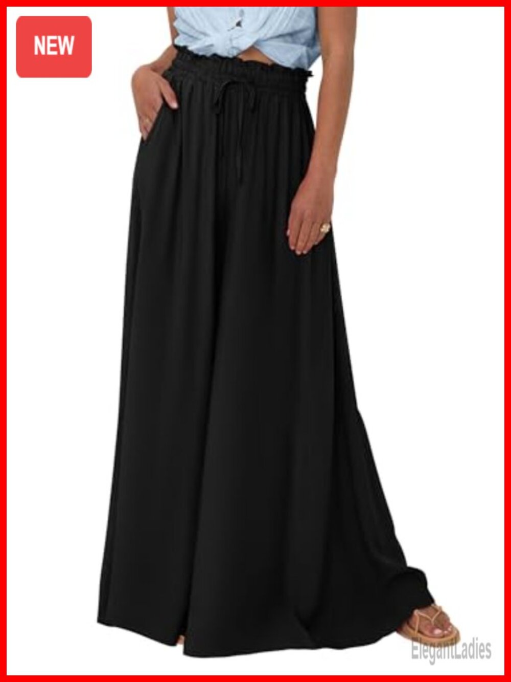 Wide Leg Palazzo Pants for Women High Waist Flowy Beach Casual